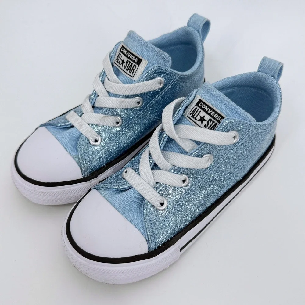 Converse Chuck Taylor All Star Madison Easy On Blue Glitter Toddler Shoes Sz 9